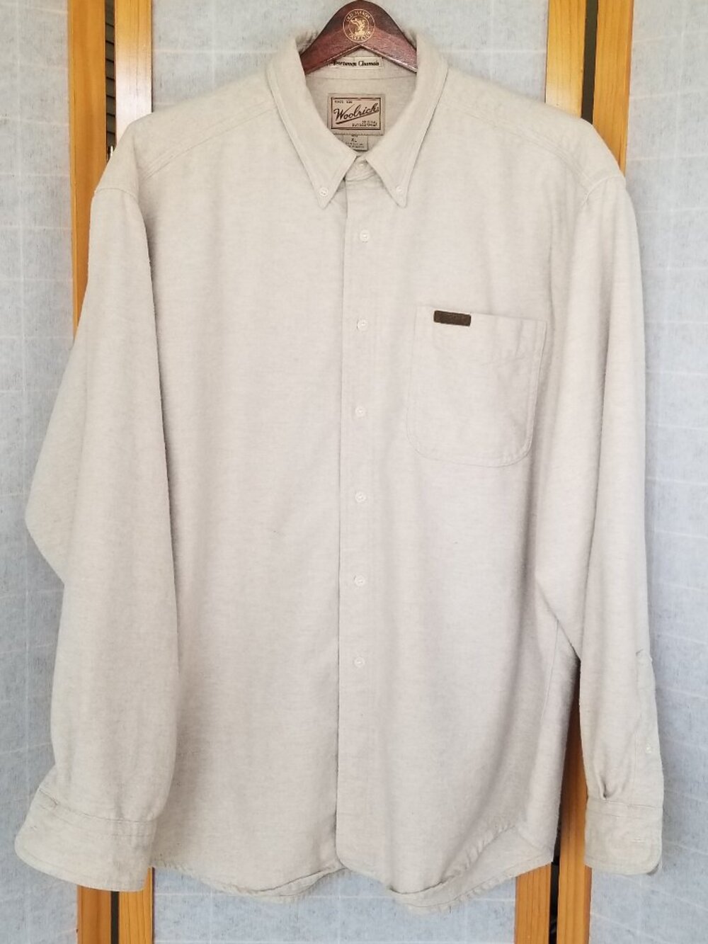 Woolrich Shirt Men's XL Beige Warm Sportsman Chamois Button Down Long Sleeve